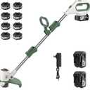 21V 3-in-1 Cordless Weed Eater-Weeding/Trimming/Lawn Mower, with 8 Replace Auto Line Feed, Electric Grass Trimmer for Garden, Lawn, 120 Mins of Non-Stop (2 * 4.0 mAh Battery & Charger Included)