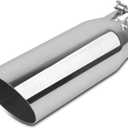 2.75 inch Inlet Exhaust Tip, 3.5" Outlet 12" Overall Length Stainless Steel Exhaust Tail Pipe, Bolt-On, Slant Sleek Angle Cut, Polished Tailpipe, Silvery