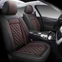 Car Seat Cover, Seat Covers for Cars, Luxury Faux Leather Waterproof Seat Covers, Car Seat Protector Accessories Universal Fit Most Vehicles BlackBrown Front Pair (BlackCoffee)