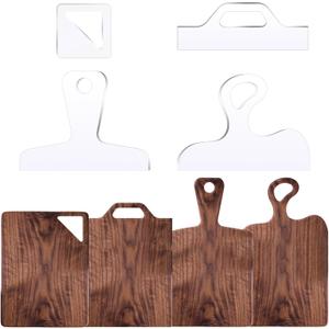 Router Templates, 4pcs Acrylic Charcuterie Board Handle Template, LYMOI Clear Cut Board Thick Handle Template, Angled Curvy Tracing Stencils Cut Guide Tools for Kitchen Woodworking. (Style 1)