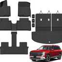 All Weather Floor Mats Trunk Mat with Backrest Mat Fit for 2026 Hyundai Palisade 7/8 Seat Hybrid, TPE Odorless Anti-Slip Floor Liners Cargo Mat with Back Seat Protector for 2026 Palisade Accessories