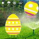Fovths 18 Pieces Easter Colorful Eggs Yard Signs Two-sided Waterproof Eggs Lawn Yard Sign with Stakes Outdoor Lawn Signs Decor for Easter Party Favor