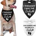 5 x Pregnancy Announcement Dog Bandanas Our Humans are Getting Us A Baby I Thought I was The Baby Dog Bandana Adjustable Triangle Double Layer Reversible Pet Scarves for Small Medium Large Dogs, 2 Pack