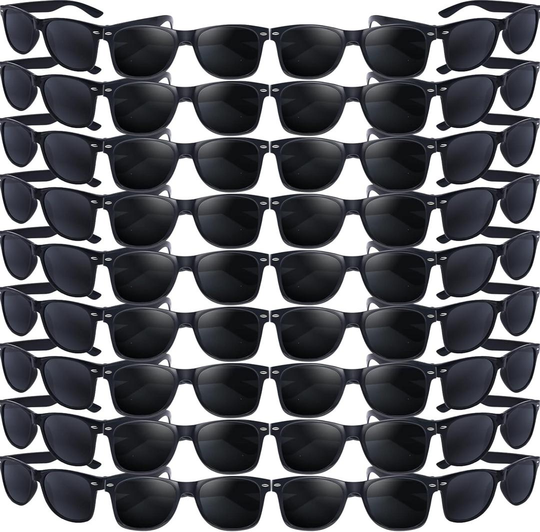 60 Pack Adult Black Sunglasses for Men Women in Bulk Plastic Vintage Retro Style Sunglasses 70s 80s Classic Shades Eyewear Party Prop Favors Supplies
