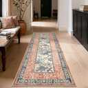 GarveeHome Terracotta Teal 2x6 Washable Kitchen Runner Rugs Non Slip Provence Botanical Grove Vintage Boho Cottage Long Rug for Hallways Bedroom TPE Rubber Backing