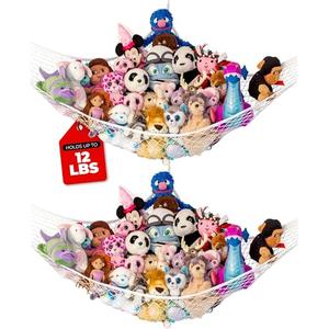 Lilly's Love Stuffed Animal Hammock | Corner Hanging Organizer, Toy Storage, Stuffed Animal Storage Net | Made from Quality Fishing Net, Holds 12lbs | 67"x47"x47" (White, 1 Pack)