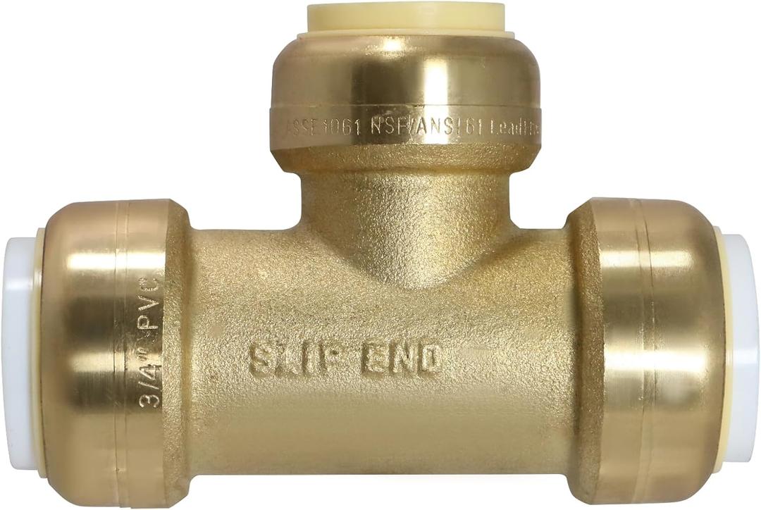 1 Pcs XFITTING 3/4" PVC x 3/4" PVC x 3/4" CTS Push Fit Tee, 3/4 Inch Push To Connect Tee