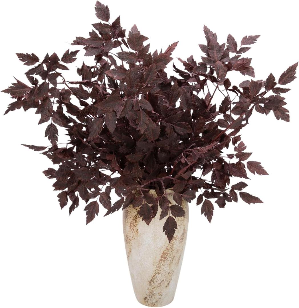 3 Pcs 30" Cimicifuga Plant Leaves Spray Fall Floral Stems Faux Plum cimicifuga Foliage Branch for Home Vase Autumn Decor Flowers Arrangement Table Wedding Garden Farmhouse