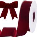 10 Yards Burgundy Velvet Ribbon 2 Inch for Christmas Tree,Dark Red Velvet Christmas Ribbon for Gift Wrapping Crafts Bow Wreath Holiday Decorations (Burgundy)