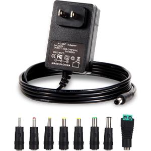 15V 1.5A 1A Power Supply AC DC Adapter with 8 Interchangeable DC Plug, Universal 15 Volt Power Cord, Charger 100-240v, 50/60HZ, 5.5x2.5mm DC Output Jack, for 15V 100mA 300mA 500mA 800mA 1000mA 1500mA