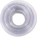 DAVCO 3/8" ID x 25 ft PVC Reinforced Tubing With Spiral Steel Wire, High Pressure Flexible Vinyl Hose Heavy Duty Clear Suction Tube,Non-Toxic, Vacuum Dust Collection Pipe