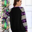 2 x TMSD Women's Mardi Gras St Patrick's Day Sweatshirt Raglan Sleeve Crew Neck Top (Green, XL)