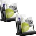 2 Pieces 8.5 x 11 Brochure Display Stand 3 Tier Wooden Brochure Holder Black Literature Holder Magazine Display Business Card Holder Postcard Display Flyer Holder for Magazine Booklets Menu (2)
