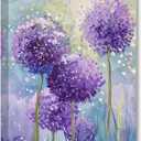DOARTDO Hydrangea Canvas Wall Art Purple Flower Pictures Wall Decor Rustic Floral Painting Print Country Living Room Bedroom Office Decor Frame (16.00" x 24.00")