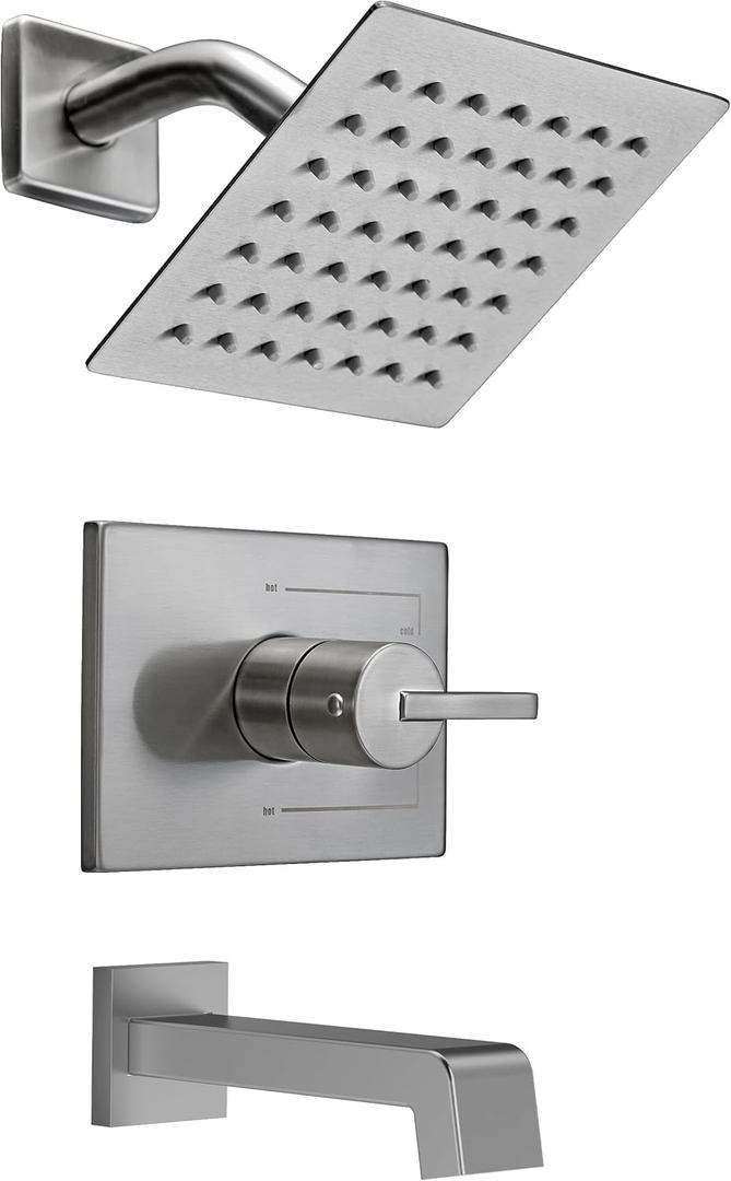 SOOOHOT Bathtub Shower Systems, Tub and Shower Faucet Set Combo with 6 Inch Brushed Nickel Shower Faucet Set, Shower Tub Faucets Sets Complete (Valve Included)