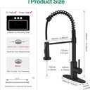 VOTON Black Kitchen Faucet with Pull Down Sprayer Pull Out Kitchen Sink Faucet Stainless Steel Commercial Spring Farmhouse faucets for Kichen Sink Camper Laundry Utility Rv Bar Sink Faucet, Black