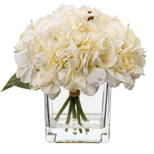 Cream Fake Flowers with Vase Hydrangea Artificial Flowers in Vase Peony Faux Flowers in Vase Rose Silk Flowers Peonies Floral Arrangements Artificial with Vase for Home Office Table Shelf Decor (Cream #19)