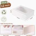 JCD 12pcs 14x10x4in Cake Boxes White Bakery Box Quarter Sheet Cake boxs with Window Large Rectangle Treat Boxes for Cake Pastry Baking Donuts Cupcake Pie Packaging