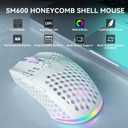 SOLAKAKA SM600 White Wireless Gaming Mouse,Tri-Modes BT5.1/Type-C Wired/2.4G Wireless Mouse with 2 Side Buttons, Programmable Macro Gamer Mouse with RGB Light for Laptop/PC/Mac