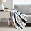 Nautica - Throw Blanket, Super Soft & Cozy Fleece Blanket, Lightweight Plush Bedding for Couch & Bed (Awning Stripe Navy, 50' x 60')