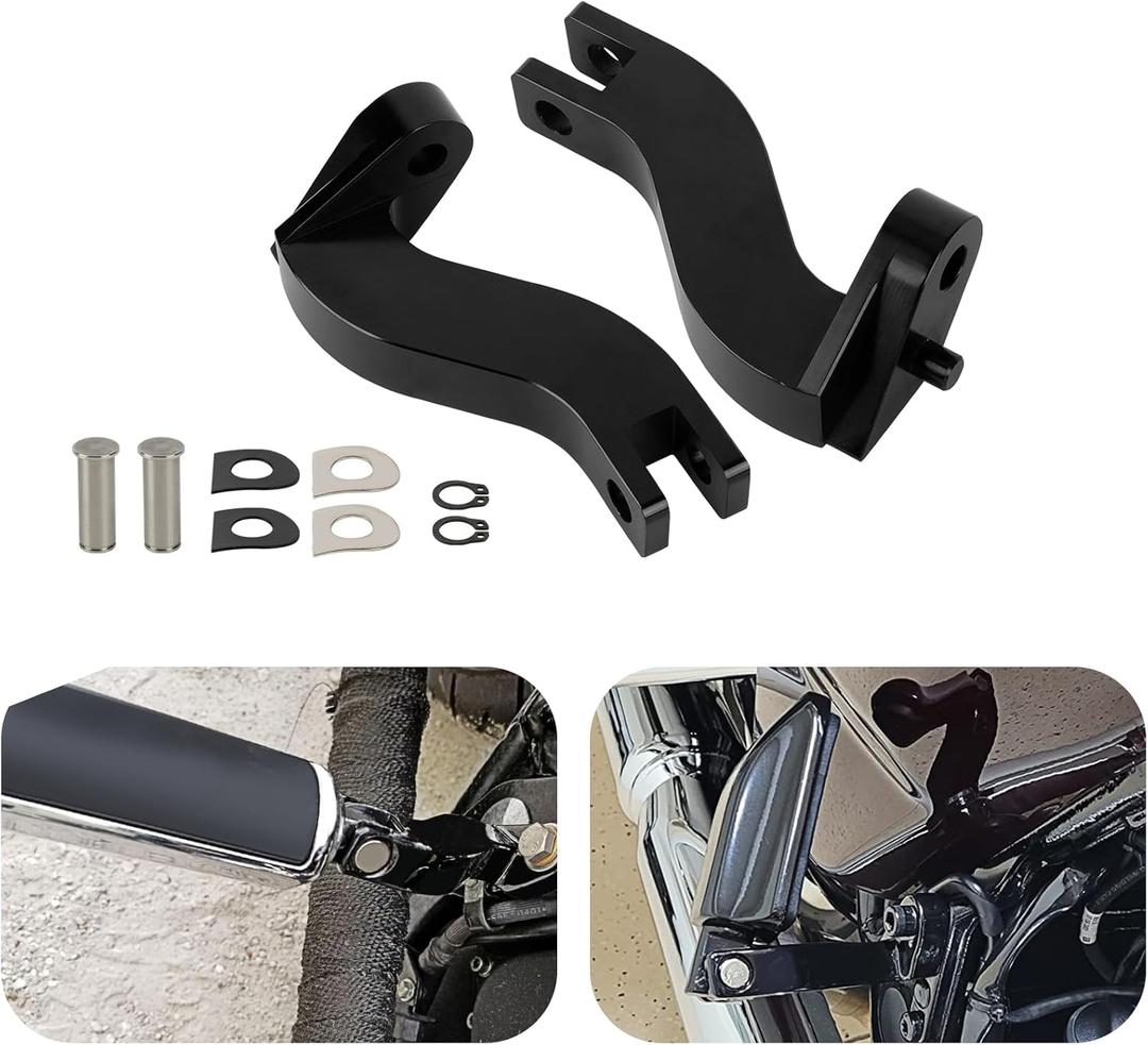 Motorcycle Passenger Peg Bracket, PSLER Motorcycle Foot Peg Extension Rear Passenger Foot Peg Bracket for Touring Road King Street Glide Road Glide Electra Glide Ultra Classic 1993-Up, Black