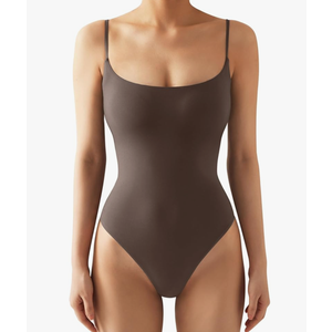 SUUKSESS Women  Square Neck Thong Bodysuit Backless Cami Bodysuit Top, Size XL