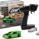 Turbo Racing 1:76 Scale Drift RC Car with Gyro Mini Full Proportional RTR 2.4GHZ Remote Control with 2 Replaceable Body Shell (C64-Green)