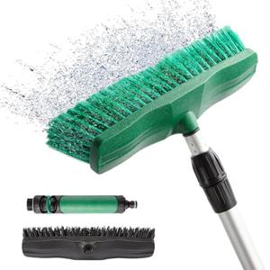 76.7" Sturdy Handle Water Push Floor Broom Green Bristles Cleaning Path 12.2" for Soft Cleaning Car Wash Boat and Solar Panel Black for Hard Floor Clean Telescopic pole from 35.4" to 76.7" tap Connect