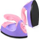 Honoson Mini Craft Iron Mini Heat Press Small Iron 3.93 x 2.36 x 2.76 Portable Tiny Flatiron with Charging Base Accessory for Fuse Bead Patch DIY Heat Transfer Vinyl(Dark Pink, Light Purple)
