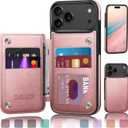 DJDUCK Designed for iPhone 17 Pro Max Case Wallet with Card Holder, [Magnetic Clasp Cover] [RFID Blocking Leather Protection] Shockproof Women Men Cases 6.9 Inch for Apple 17 ProMax Rose Gold