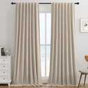 Joydeco Light Beige 100% Blackout Curtains 84 Inch 1 Panel, Luxury Thermal Light Beige Velvet Curtains for Bedroom Living Room, Soundproof Blackout Window Drapes, Rod Pocket & Back Tab (52W x 84L)