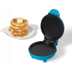 Starfrit Electric Mini Pancake Maker 4" Non-Stick Cooking Surface Easy to Use & Clean 300W, Blue
