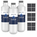 GLACIER FRESH LT1000PC Replacement Water Filter, Compatible with LT1000PC/PCS, LT1000PC, LT-1000PC, MDJ64844601, ADQ747935 ADQ74793504 Filter and LT120F ADQ73334008 Fresh Air (3+3)