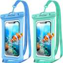 ProCase 2 Pack Floating Waterproof Phone Pouch IPX8, Universal Dry Bag Fits iPhone 17/16/15/14/13 Series, Galaxy S24/S23/S22, Pixel 8/7 (Up to 7),Touchscreen,Underwater & Snow Protection-Bluegreen
