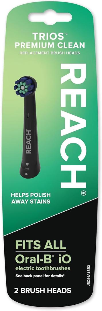 Reach Trios Premium Clean Replacement Toothbrush Heads, Fits All Oral-B iO Electric Toothbrushes
