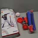 HYES 3-in-1 Baseball Set for Kids 3-5 - Tee Ball Stand, Hanging Tee, Ball Launcher and 6 Softballs - Adjustable Height, Indoor/Outdoor Sport Gifts for Boys Girls, Blue