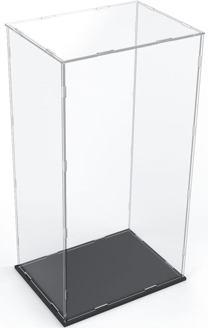DuvinDD Acrylic Display Case for Large Collectibles, 29 inch Tall Clear Display Box for Lego NASA Artemis 10341 42221, for Bearbrick 1000% Doll, Dustproof Protective Showcase with Black Base