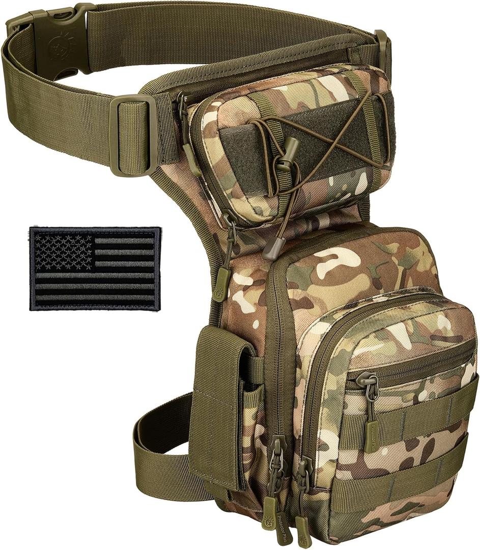 Protector Plus Tactical Drop Leg Bag Military Tool Gear Fanny Thigh Pack Utility Airsoft Motorcycle Cycling Waist Gear Pouch (Patch Included), CP