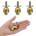 OwnMy 4PCS Universal Brass Caster Stems Wheels 22mm Heavy Duty Stem Casters Swivel Wheels 360 Degree Rotation, Metal Movable Furniture Casters Replacements for Trunk Box Trolley Cabinet Coffee Table