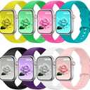 8 Pack Bands Compatible with Apple Watch Band 38mm 40mm 41mm 42mm 44mm 45mm 46mm 49mm for Women Men, Soft Silicone Sport Strap for iWatch Series Ultra 11 10 9 8 7 6 5 4 3 2 1 SE/SE 2nd/SE 3nd