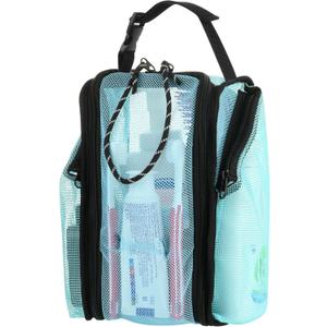Cosmos Mesh Shower Caddy Toiletry Organizer Hanging Shower Tote Bag, Quick Dry Shower Organizer Portable Bath Bag with Durable Zippers & Side Pockets for Travel Gym Swimming Beach & Camp (Aqua Blue)