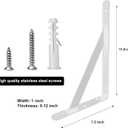 Heavy Duty Shelf Brackets Wall Mount Steel Bracket Wall Brackets for Shelves (White, 12 x 8 Inch-2 Pairs)