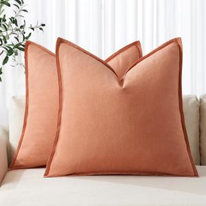 MIULEE Decorative Linen Pillow Covers 20x20 Inch Coral Boho Farmhouse Neutral Spring Couch Throw Pillows for Bed Pack of 2 Accent Modern Pillowcase Summer Sofa Livingroom Home Decor