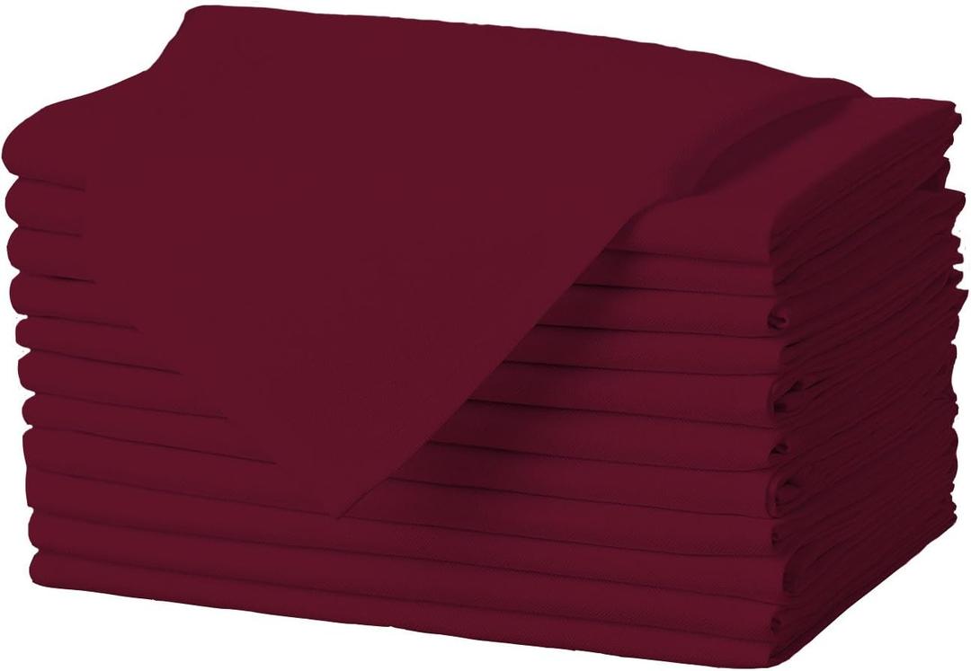 Gee Di Moda Cloth Napkins - 17 x 17 Inch Burgundy Dinner Napkins - Set of 12 Soft & Absorbent Washable Fabric Cloth Table Napkins with Hemmed Edges for Hotel Restaurant, Holiday Parties & Wedding