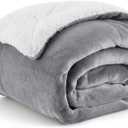 Bedsure GentleSoft Sherpa Fleece Throw Blanket for Couch, Non-Heated, Thick & Warm Cozy Blanket for Winter, Soft Fuzzy Plush Throw Gifts for Women and Men, Grey, 50x60 Inches