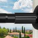 Tension Curtain Rod 51-165 Inch, Extra Long Curtain Rod No Drilling for Window or Bathroom, Outdoor Curtain Rods for Patio, Easy to Install, Never Rust, Rod Diameter 1.26 Inches-Black