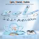 QuantumKoo for iPhone 17 Pro Max Case with 360 Magnetic Stand, Clear Glitter Cute Curly Wave iPhone 17 Pro Max Phone Case Compatible with MagSafe, Ring Kickstand Shockproof Cover for Women Men,Blue