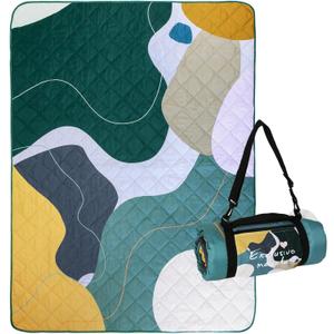 Exclusivo Mezcla Waterproof Picnic Blanket 60x80 Inches Large Multicolor Floral Polyester Sandproof Modern Camping Blanket (Abstract Green)