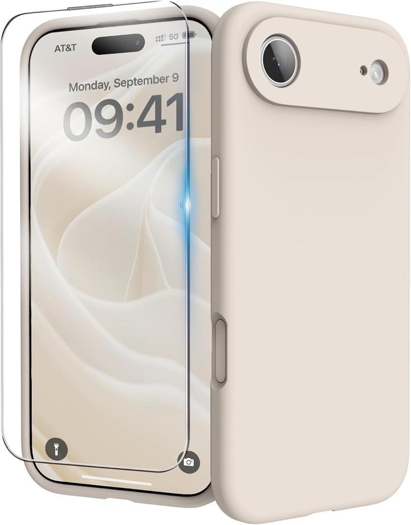 for iPhone Air Case, Liquid Silicone Cover with Camera Protection Anti-Scratch Soft Microfiber Lining Shockproof Protective Phone Case for iPhone Air 6.5", Stone
