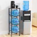 5 Gallon Water Jug Holder - 3-Tier Water Jug Rack with Wheel Reinforced X-Shape Design, 5 Gallon Water Jug Stand with Storage Shelves for Kitchen, Living Room, Office, 13 L x 12.5 W x 38.5H